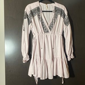 Free people embroidered beaded mini dress summer extra small